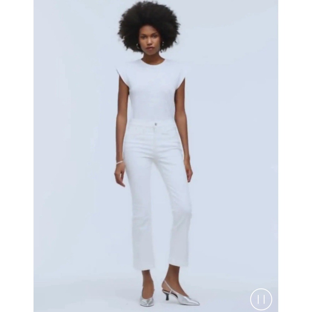Madewell Mid Rise Kick Out‎ Crop Jeans White Size 24 Straight Ankle Denim Pants